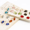 Image de Boucles d'Oreilles Puces en Laiton+Verre Doré Multicolore Goutte d'Eau avec Boucle 14mm x 8mm, Epaisseur de Fil: (20 gauge), 2 Pcs
