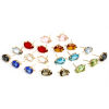 Image de Boucles d'Oreilles Puces en Laiton+Verre Doré Multicolore Goutte d'Eau avec Boucle 14mm x 8mm, Epaisseur de Fil: (20 gauge), 2 Pcs