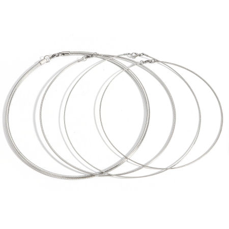 Picture of Wholesale Snake Chain Collar Neck Ring Necklace, Silver Tone 304 Stainless Steel, Unisex Minimalist Gift Jewelry For Retailer, 1 Piece