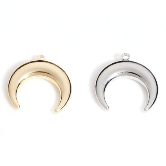 Bild von Messing Galaxis Charms Echtgold plattiert Halbmond Doppelhorn 18mm x 18mm, 2 Stück