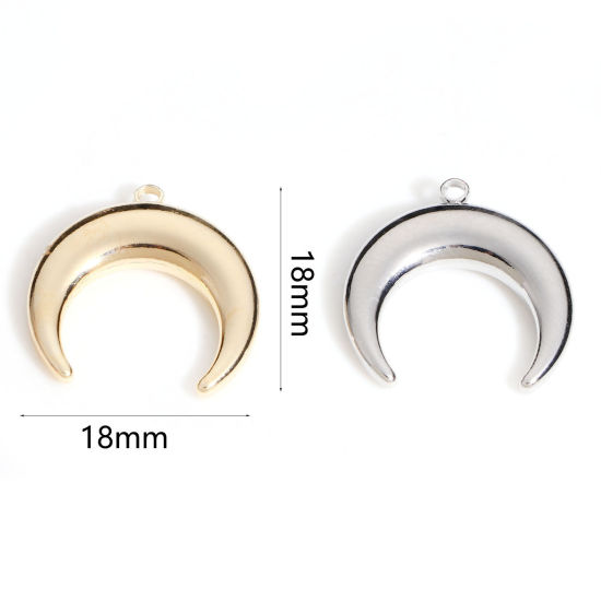 Bild von Messing Galaxis Charms Echtgold plattiert Halbmond Doppelhorn 18mm x 18mm, 2 Stück