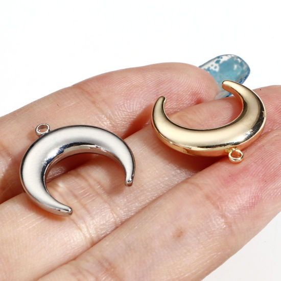 Bild von Messing Galaxis Charms Echtgold plattiert Halbmond Doppelhorn 18mm x 18mm, 2 Stück