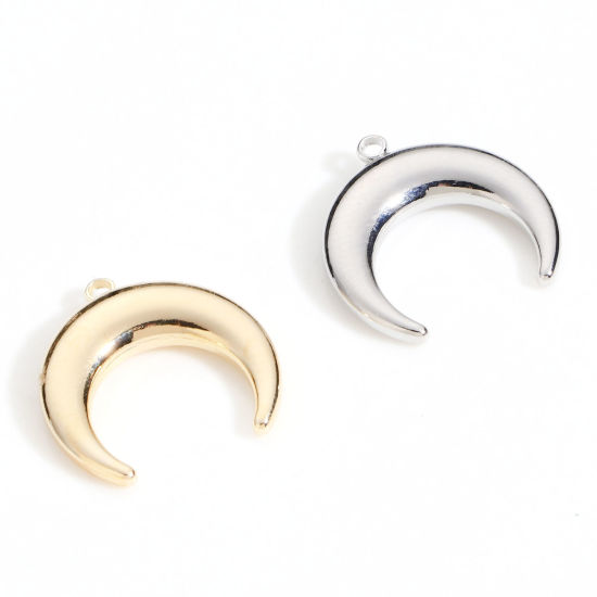 Bild von Messing Galaxis Charms Echtgold plattiert Halbmond Doppelhorn 18mm x 18mm, 2 Stück