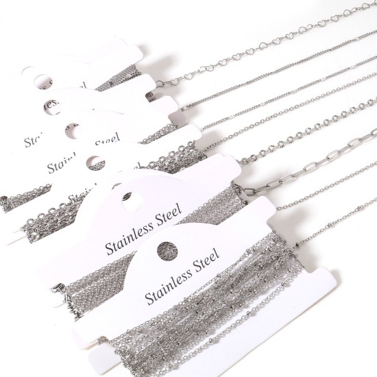 Imagen de 304 Acero Inoxidable Cadenas Para Accesorios Hechos a Mano para Hacer Joyas Tono de Plata 1 Rollo (Aprox 3 M/Rollo)