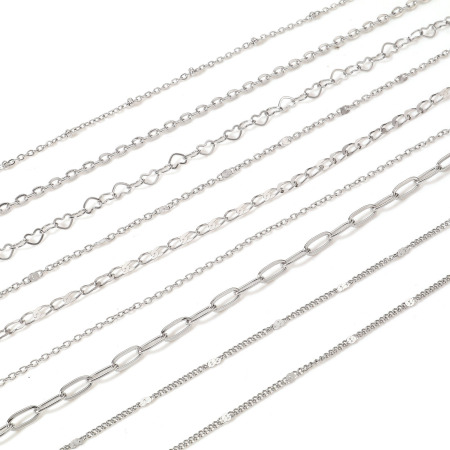 304 Нержавеющая Сталь Цепи Для изготовления ювелирных изделий ручной работы своими руками Серебряный Тон 1 Рулон (Примерно 5 M/Рулон)