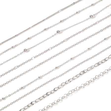 304 Stainless Steel Link Chain For Handmade DIY Jewelry Making Findings Silver Tone 1 Roll (Approx 3 M/Roll)