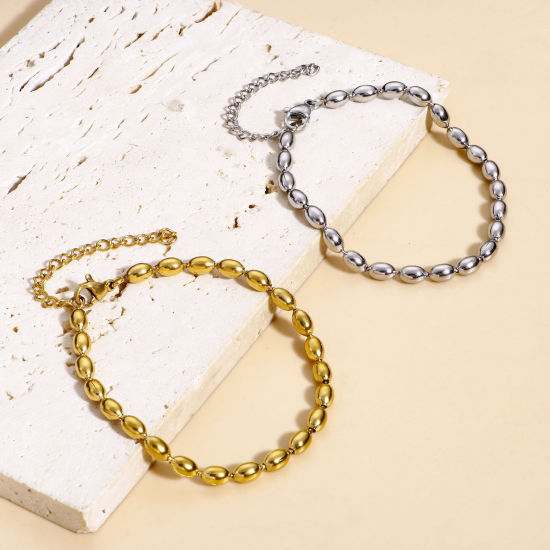 Imagen de 304 Acero Inoxidable Cadenas Bola Pulseras Con Broche de Langosta y Extensor Cadena 17cm longitud, 1 Unidad