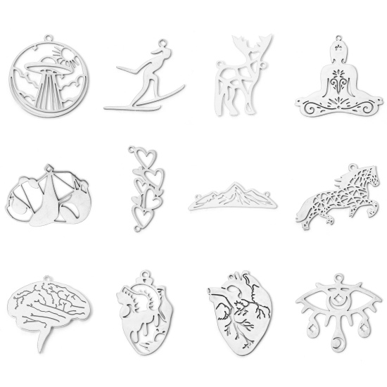 Picture of 304 Stainless Steel Stylish Pendants Multicolor Anatomical Human Heart Eye