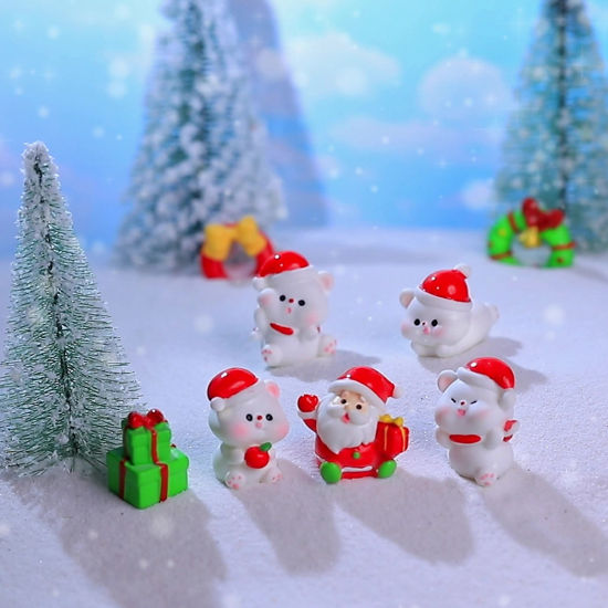 Image de Mini Ornements de Décoration Paysage en Résine Mignon Multicolore Bonhomme de Neige de Noël 1 Pièce