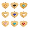 Image de Breloques en 304 Acier Inoxydable La Saint Valentin Cœur Doré Multicolore Œil Mauvais Émail 1 Pièce