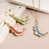 Picture of 304 Stainless Steel Pastoral Style Charms Gold Plated Multicolor Flower Leaf Enamel Clear Rhinestone