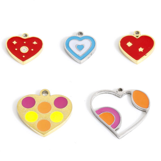 Immagine di 2 Pz 316 Acciaio inossidabile San Valentino Ciondoli Smalto