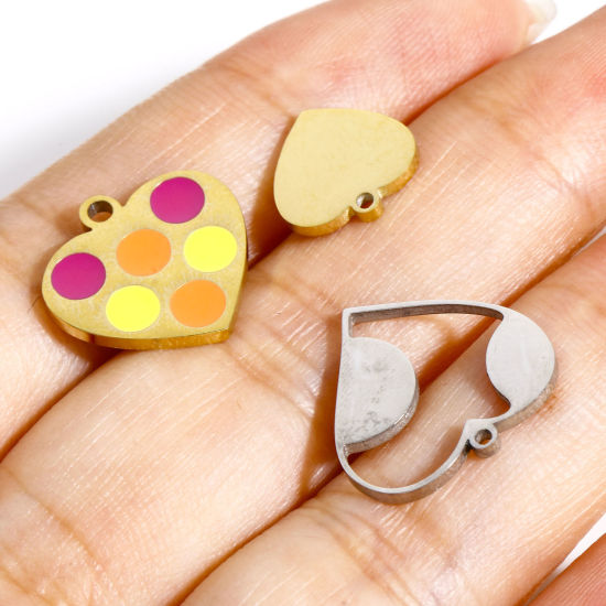 Immagine di 2 Pz 316 Acciaio inossidabile San Valentino Ciondoli Smalto