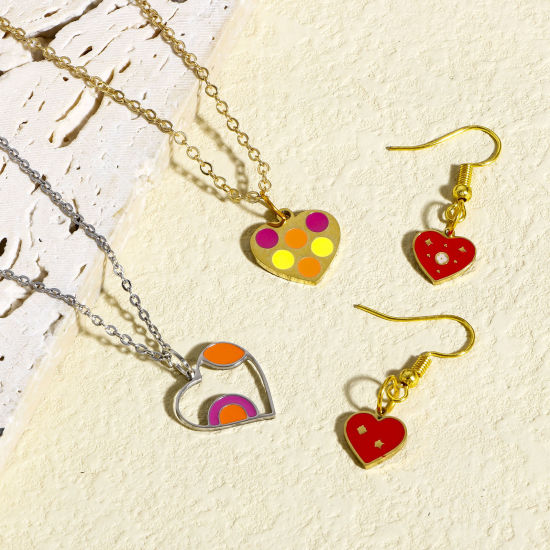 Immagine di 2 Pz 316 Acciaio inossidabile San Valentino Ciondoli Smalto