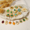 Picture of 304 Stainless Steel & Stone Boho Chic Bohemia Charms 18K Real Gold Plated Multicolor Fan-shaped Oval Imitation Gemstones