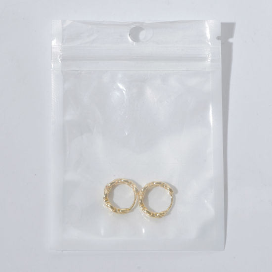 Immagine di Placcatura Sottovuoto Ecologica Squisito Retrò 18K Vero Oro Placcato Rame & Zircone Cubico Curva Tondo Orecchini a Perno Per Donne Compleanno 1 Paio