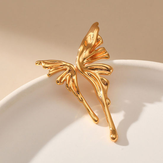 Picture of Eco-friendly Vacuum Plating Sweet & Cute Retro 18K Real Gold Plated Copper Butterfly Animal Flower Ear Post Stud Earrings For Women Party