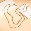 Picture of 304 Stainless Steel Religious Handmade Link Chain Necklace For DIY Jewelry Making Hamsa Symbol Hand Evil Eye Gold Plated Enamel 45cm(17 6/8") - 44cm(17 3/8") long