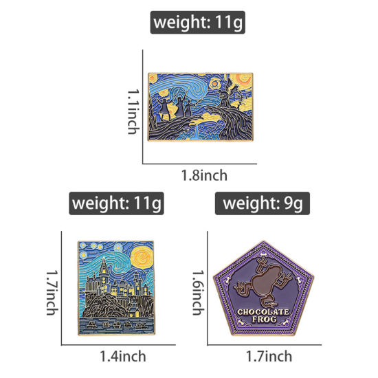 Image de Broche Epingle Voyage Rectangle Peinture Doré Multicolore Émail 1 Pièce