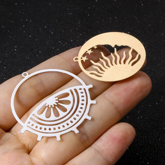 Picture of Iron Based Alloy Filigree Stamping Pendants Multicolor Hollow