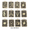 Picture of Zinc Based Alloy Tarot Charms Gold Plated Black Rectangle Enamel 28mm x 18mm