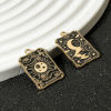 Picture of Zinc Based Alloy Tarot Charms Gold Plated Black Rectangle Enamel 28mm x 18mm