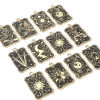 Picture of Zinc Based Alloy Tarot Charms Gold Plated Black Rectangle Enamel 28mm x 18mm
