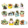 Picture of Zinc Based Alloy Charms Gold Plated Multicolor Flowerpot Cat Enamel