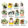 Picture of Zinc Based Alloy Charms Gold Plated Multicolor Flowerpot Cat Enamel