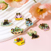 Picture of Zinc Based Alloy Charms Gold Plated Multicolor Flowerpot Cat Enamel