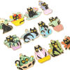 Picture of Zinc Based Alloy Charms Gold Plated Multicolor Flowerpot Cat Enamel