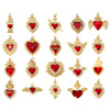 Imagen de 1 Unidad Latón Religión Colgantes 18K Oro Real Chapado Rojo Corazón Exvoto Esmalte Claro Circón Artificial