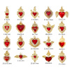 Imagen de 1 Unidad Latón Religión Colgantes 18K Oro Real Chapado Rojo Corazón Exvoto Esmalte Claro Circón Artificial