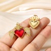 Imagen de 1 Unidad Latón Religión Colgantes 18K Oro Real Chapado Rojo Corazón Exvoto Esmalte Claro Circón Artificial