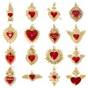 Imagen de 1 Unidad Latón Religión Colgantes 18K Oro Real Chapado Rojo Corazón Exvoto Esmalte Claro Circón Artificial