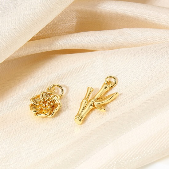 Picture of Brass Charms 18K Real Gold Plated Flower