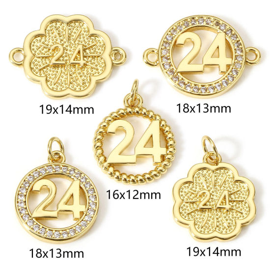 Picture of Brass Year Charms 18K Real Gold Plated Message " 24 "                                                                                                                                                                                                         