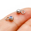 Picture of 304 Stainless Steel Birthstone Charms Silver Tone Round 6mm x 3mm