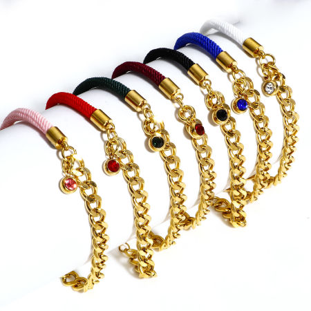 304 Stainless Steel Splicing Pig Nose Chain Braided Bracelets Gold Plated Multicolor 17cm(6 6/8") long