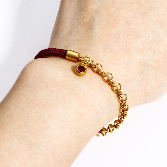 Imagen de 1 Unidad 304 Acero Inoxidable Empalme Rollo Cadena Pulseras Trenzadas Chapado en Oro Multicolor 17cm longitud