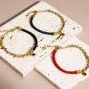 Picture of 304 Stainless Steel Splicing Rolo Chain Braided Bracelets Gold Plated Multicolor 17cm(6 6/8") long