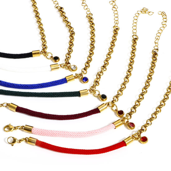 Imagen de 1 Unidad 304 Acero Inoxidable Empalme Rollo Cadena Pulseras Trenzadas Chapado en Oro Multicolor 17cm longitud