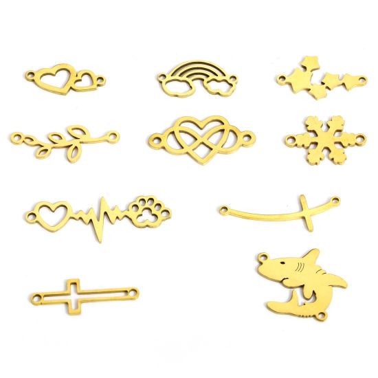 Picture of 304 Stainless Steel Connectors Charms Pendants Gold Plated