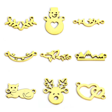 304 Stainless Steel Connectors Charms Pendants Gold Plated