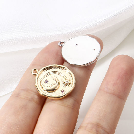 Bild von 2 Stück Messing Galaxis Charms Echtgold plattiert
