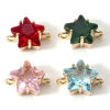 Bild von 2 Stück Messing Galaxis Steckverbinder Charms Anhänger Pentagramm Stern 18K Echtgold plattiert Bunt Mit Glas Cabochon 11mm x 8mm