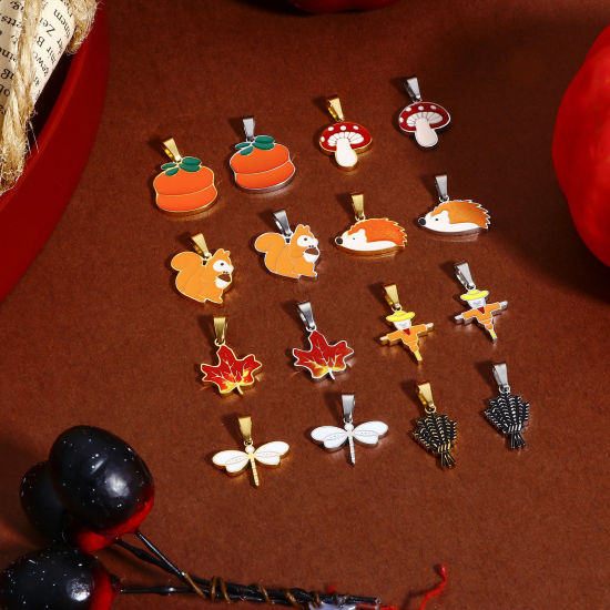 Immagine di 1 Pz Placcatura Sottovuoto 304 Acciaio Inossidabile Ciondoli Pendenti Animale Insetto Smalto