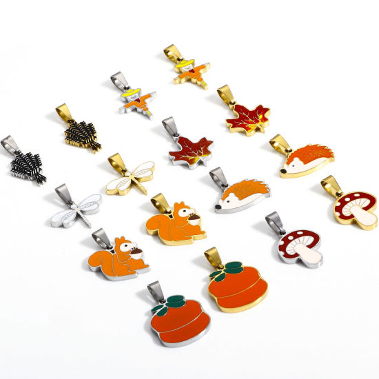 Immagine di 1 Pz Placcatura Sottovuoto 304 Acciaio Inossidabile Ciondoli Pendenti Animale Insetto Smalto