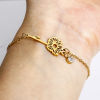 Imagen de 1 Unidad 304 Acero Inoxidable Flor del Mes de Nacimiento Cable Cadena Cruz Pulseras Chapado en Oro de 18K Multicolor Rhinestone 16cm longitud