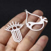 Picture of 304 Stainless Steel Filigree Stamping Pendants Silver Tone Hollow